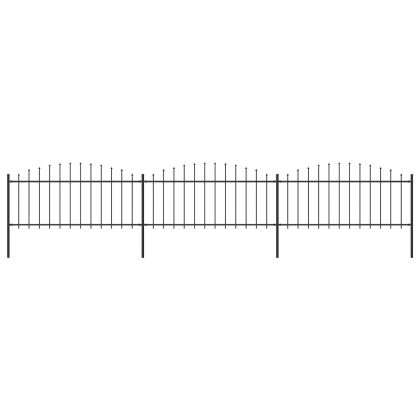 Градинска ограда с връх тип копие, стомана, 537x75 см, черна