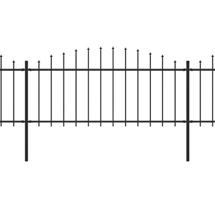 Градинска ограда с връх тип копие, стомана, 537x75 см, черна