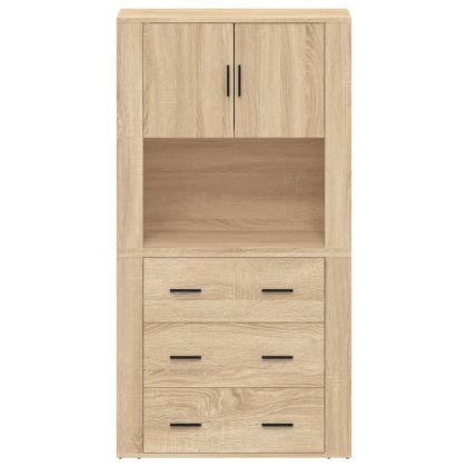 Висок шкаф, сонома дъб, инженерно дърво