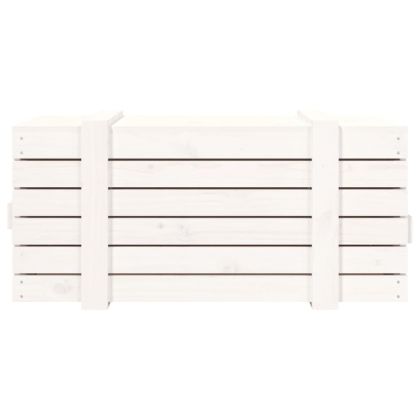 Кутия за съхранение, бяла, 91x40,5x42 см, борово дърво масив