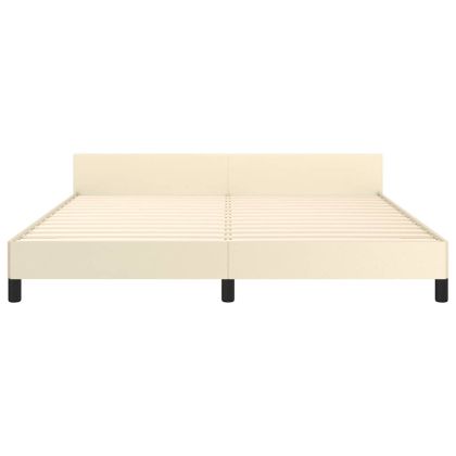 Рамка за легло с табла без матрак, кремава, 160x200 см