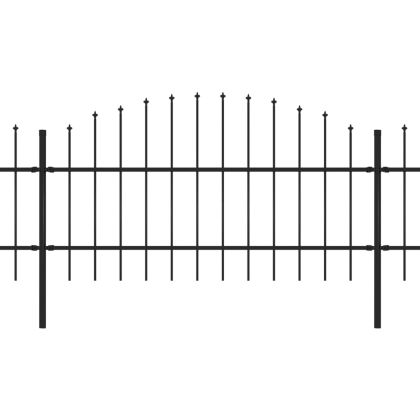 Градинска ограда с връх тип копие, стомана, 1248x100 см, черна