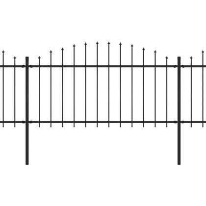 Градинска ограда с връх тип „копие“, стомана, 537x150 см, черна