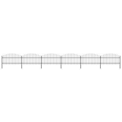 Градинска ограда с връх тип копие, стомана, 1070x125 см, черна