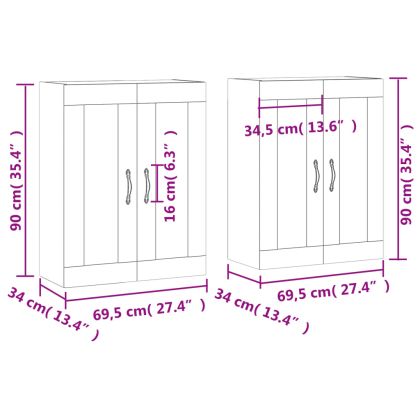 Стенни шкафове, 2 бр, бели, инженерно дърво