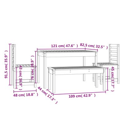 Градински трапезен комплект от 4 части, дугласко дърво масив