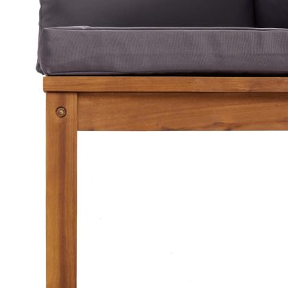 Комплект диван от 2 части с тъмносиви възглавници акация масив