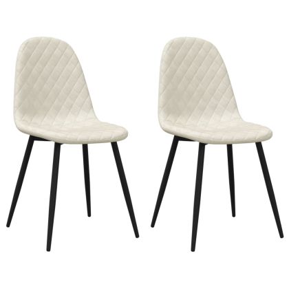 Трапезни столове, 2 бр, кремави, кадифе