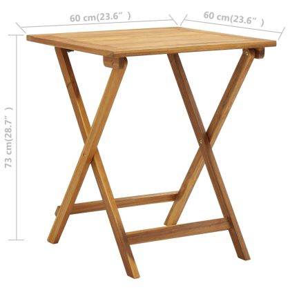 Сгъваем бистро комплект от 3 части с възглавници, акация масив