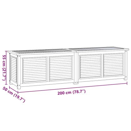Градинска кутия за съхранение с чанта, 200x50x55 см, тик масив