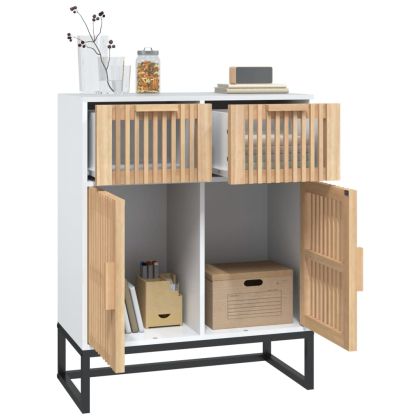 Сайдборд, бял, 60x30x75 см, инженерно дърво