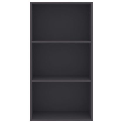 3-етажна библиотека, сива, 60x30x114 см, инженерно дърво