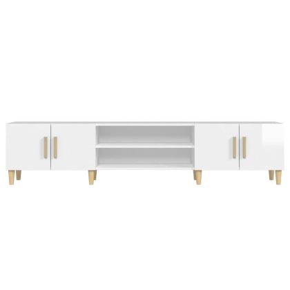 ТВ шкаф, бял гланц, 180x31,5x40 см, инженерно дърво