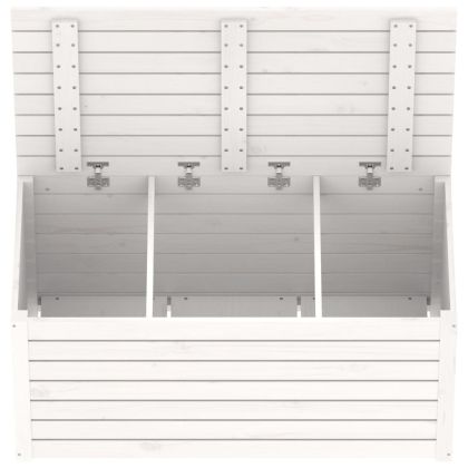 Градинска кутия бяла 101x50,5x46,5 см масивна борова дървесина