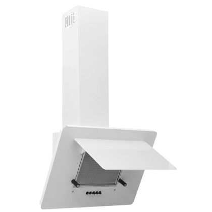 Стенен абсорбатор, 60 см, инокс и закалено стъкло, бял