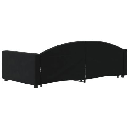 Канапе с изтеглящо легло и чекмеджета черно 100x200 см кадифе