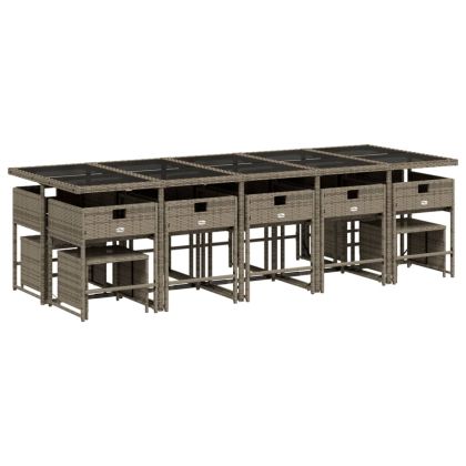 Градински комплект с възглавници 15 части полиратан сив