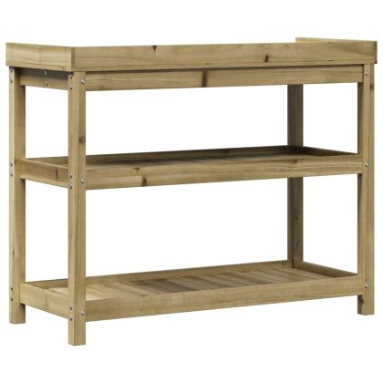 Маса за разсаждане с рафтове, 108x45x86,5 см, импрегниран бор