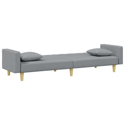 2-местно канапе с възглавници и табуретка, светлосиво, текстил