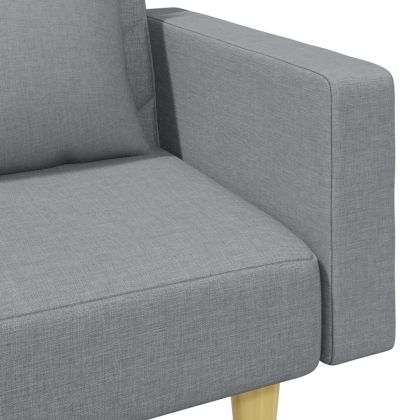 2-местно канапе с възглавници и табуретка, светлосиво, текстил