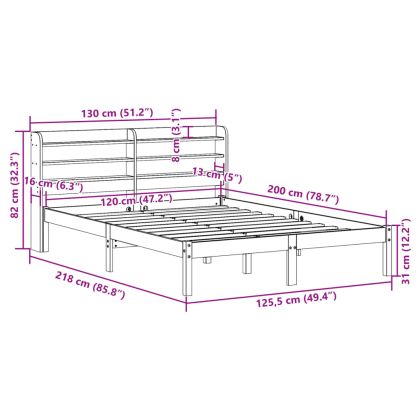 Рамка за легло с табла, восъчнокафяв, 120x200 см, масивно дърво