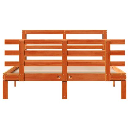 Рамка за легло с табла, восъчнокафяв, 140x190 см, масивно дърво