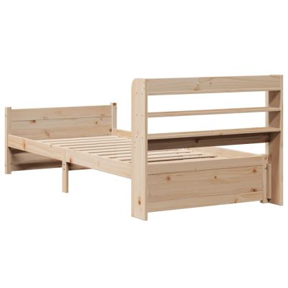 Рамка за легло с табла, 75x190 см, борово дърво масив