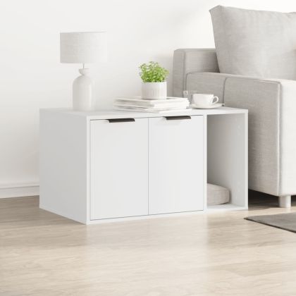 Заграждение за котешка тоалетна бял 80x50x45 см инженерно дърво