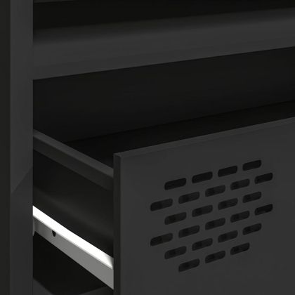 ТВ шкаф, черен, 202x39x43,5 см, студеновалцувана стомана