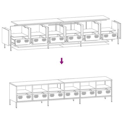ТВ шкаф, черен, 202x39x43,5 см, студеновалцувана стомана