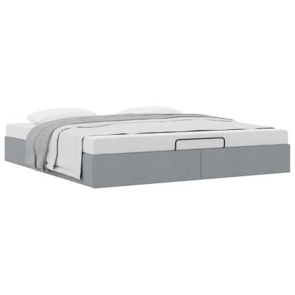 Османска рамка за легло без матрак, светлосива, 180x200см, плат