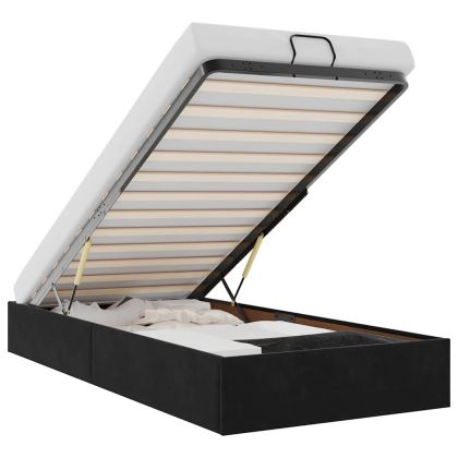 Османска рамка за легло без матрак, черна, 100x200 см, кадифе