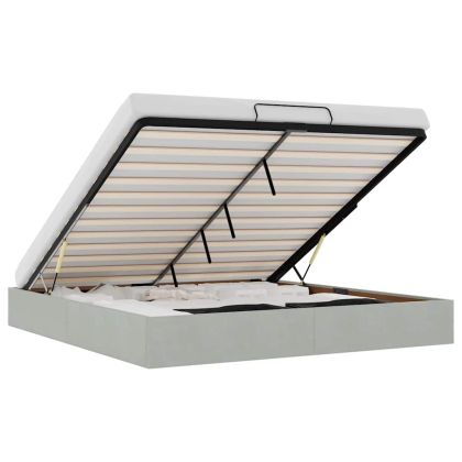 Османска рамка за легло без матрак, светлосива 180x200см кадифе
