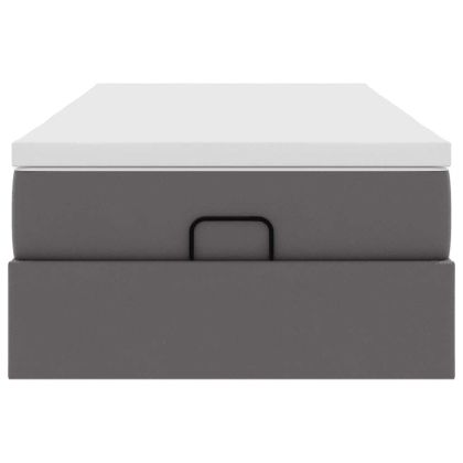 Османска легло с матрак, сиво, 90x200 см, изкуствена кожа