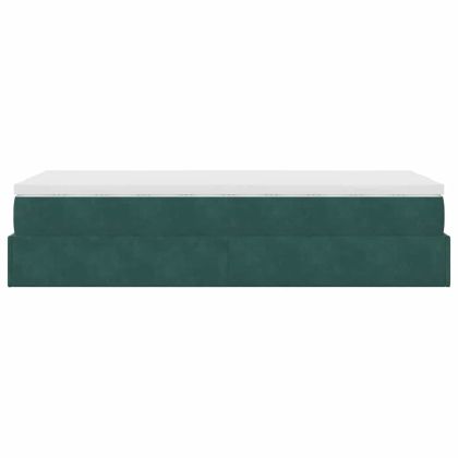 Османска легло с матрак, тъмнозелено, 90x200 см, кадифе