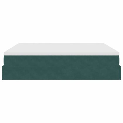 Османска легло с матраци, тъмнозелено, 180x200 см, кадифе