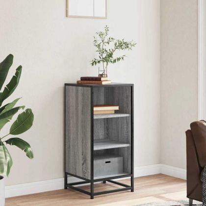 Сайдборд, сив сонома, 35,5x35x76 см, инженерно дърво и метал