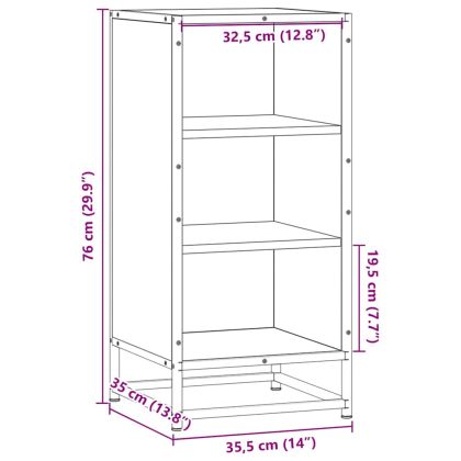 Сайдборд, сив сонома, 35,5x35x76 см, инженерно дърво и метал