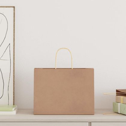 Хартиени торбички 250 бр с дръжки кафяви 32x17x25 см