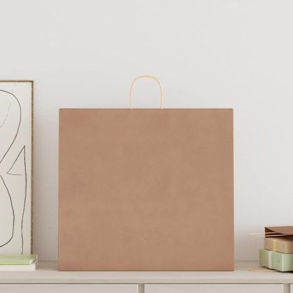 Хартиени торбички 250 бр с дръжки кафяви 54x15x49 см