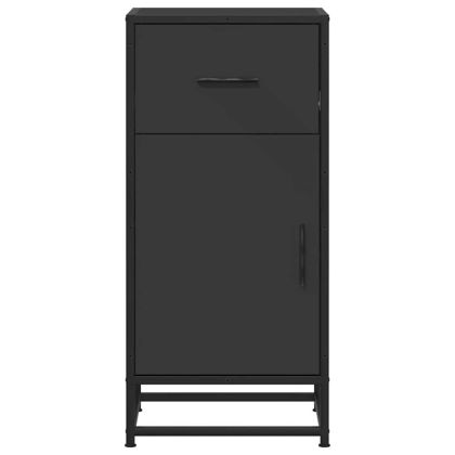 Сайдборд, черен, 35,5x35x76 см, инженерно дърво и метал