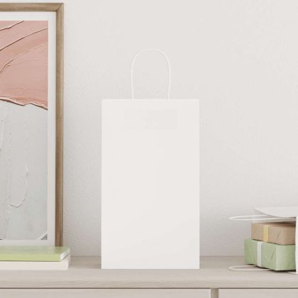 Хартиени торбички 250 бр с дръжки бели 21x11x36 см