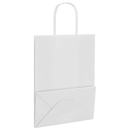 Хартиени торбички 50 бр с дръжки бели 32x22x28 см