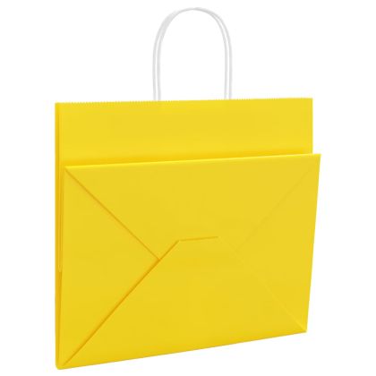 Хартиени торбички 250 бр с дръжки жълти 32x22x28 см