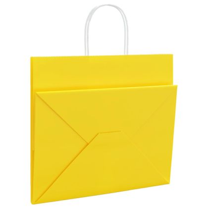 Хартиени торбички 50 бр с дръжки жълти 32x22x28 см