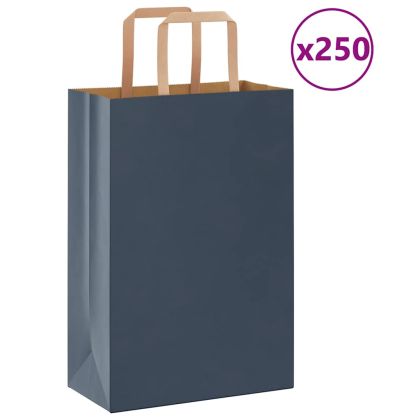 Хартиени торбички 250 бр с дръжки сини 21x11x31 см