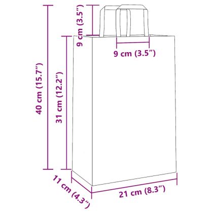 Хартиени торбички 250 бр с дръжки бели 21x11x31 см
