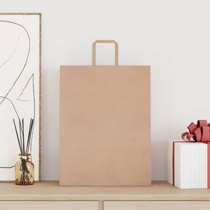 Хартиени торбички 50 бр с дръжки кафяви 32x12x42 см
