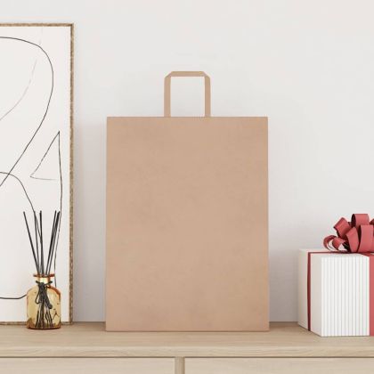 Хартиени торбички 250 бр с дръжки кафяви 32x12x42 см