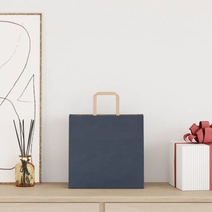 Хартиени торбички 50 бр с дръжки сини 26x17x25 см